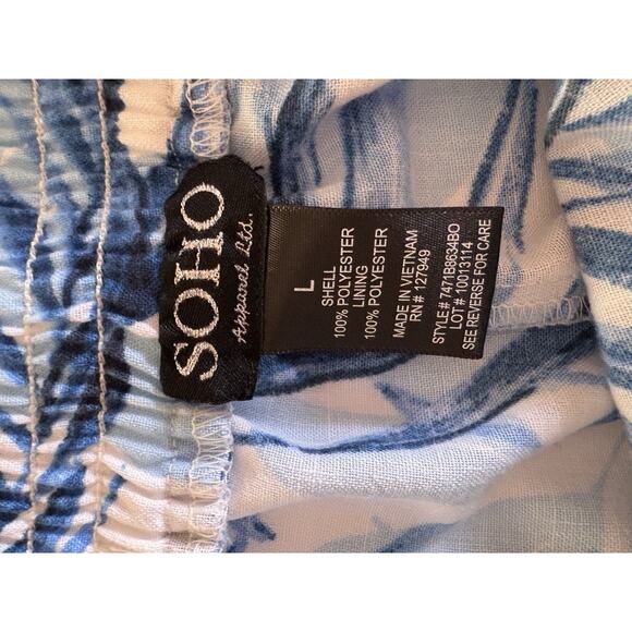 SOHO Apparel LTD Women's Large Wide Leg Pull 0n Summer Pants Elastic Waist Tie - Picture 6 of 15